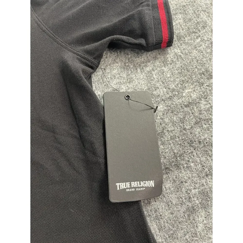 True Religion Polo Shirt Mens Medium Black Short Sleeve Classic N81